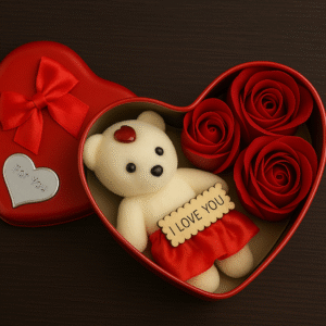 LoveBloom Heart Gift Box with Teddy & Roses