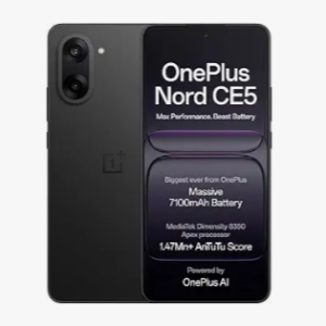 OnePlus Nord CE5 | Massive 7100mAh Battery | MediaTek Dimensity 8350 Apex | Powered by OnePlus AI | 12GB + 256GB | Black Infinity