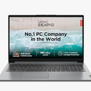 Lenovo IdeaPad Slim 1, AMD Ryzen 5 5500U, 16GB RAM, 512GB SSD, HD, 15.6", Windows 11 Home, MS Office 21, Cloud Grey, 1.61Kg, 82R400ERIN, Integrated AMD Graphics, 1Yr ADP Free, Thin and Light Laptop