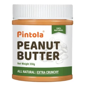 Pintola All Natural Peanut Butter, Extra Crunchy, Unsweetened, 30g Protein, Vegan, Gluten Free (350g)